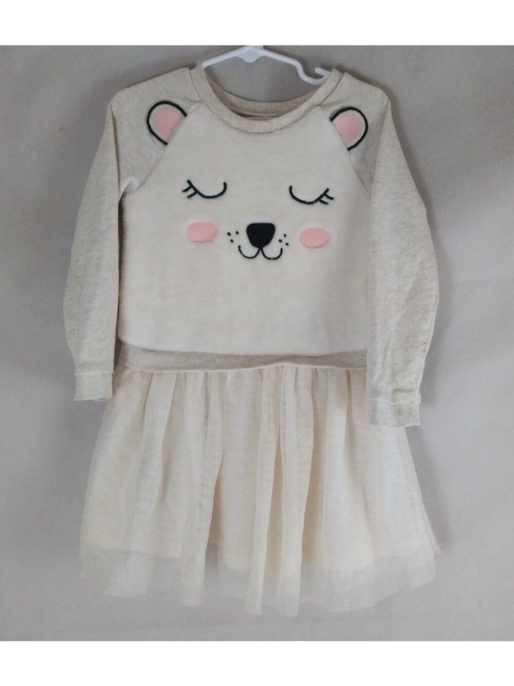 Children's Place Polar Bear Dress With Lace Skirt Girls Size 4T